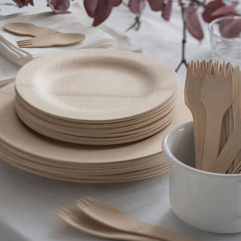 Disposable Bamboo Plates & Utensils in Bulk