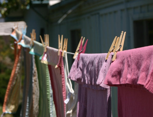 clothesline w bamboo clothespins