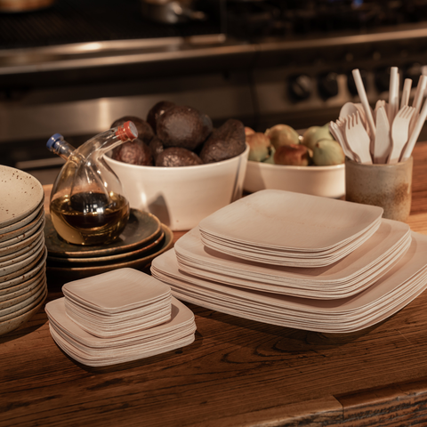 Disposable Bamboo Plates & Utensils in Bulk