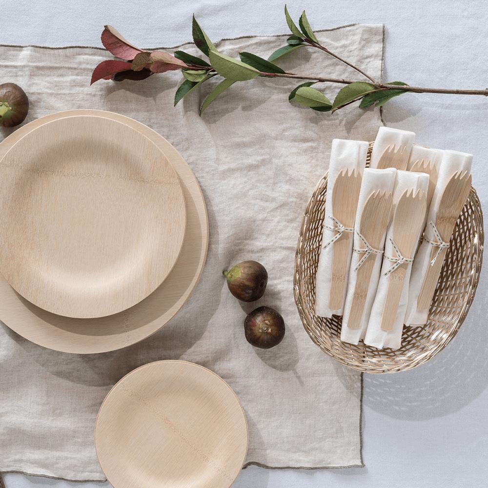 Biodegradable Paper Plates With Bamboo Forks 7 - Temu