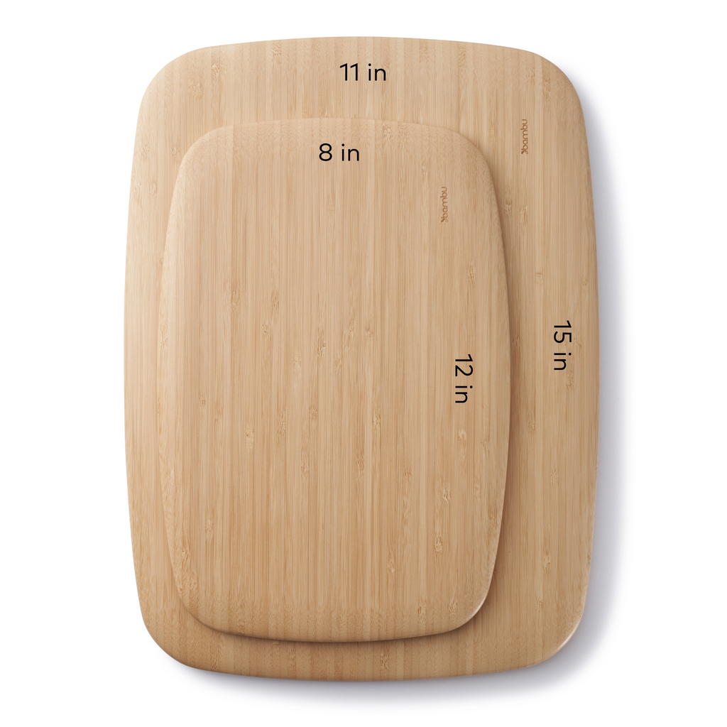 The dimensions of the Medium and Large Classic Cutting Boards are detailed. The Large board is 11 inches by 15 inches, and the medium is 8 inches by 12 inches.