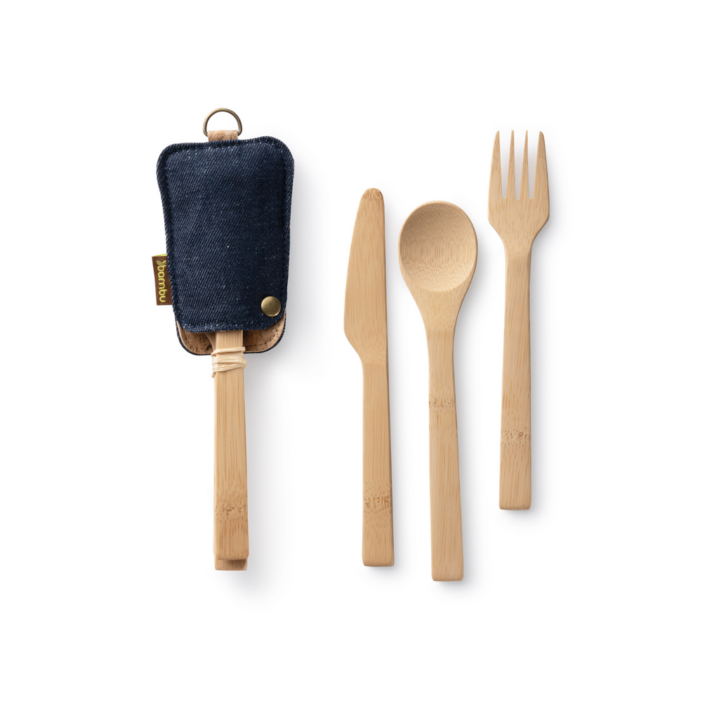 Utensil Set with Hemp Denim Pouch