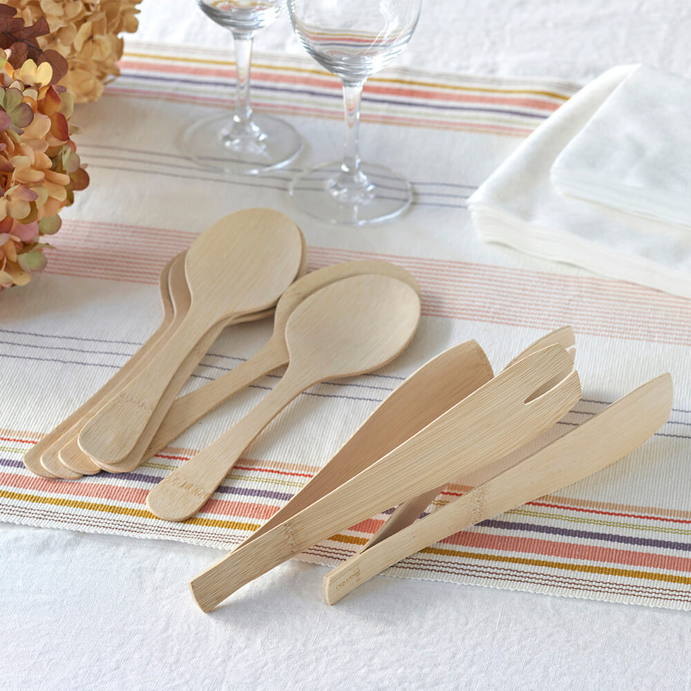 Veneerware Serving Spoon and Veneerware Serving Tongs - bambu