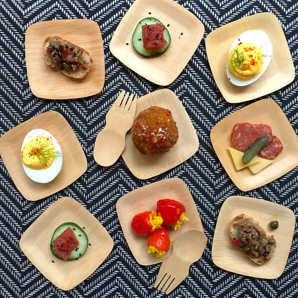 Holiday Appetizers on Veneerware Bamboo Plates
